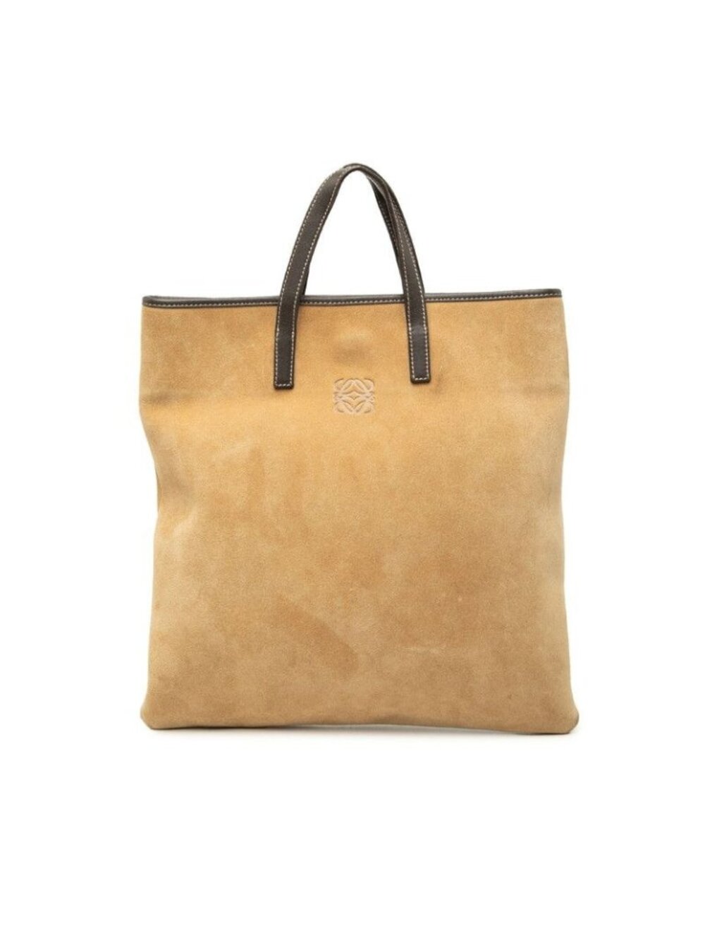 Loewe Anagram Tote Bag Brown Suede Leather